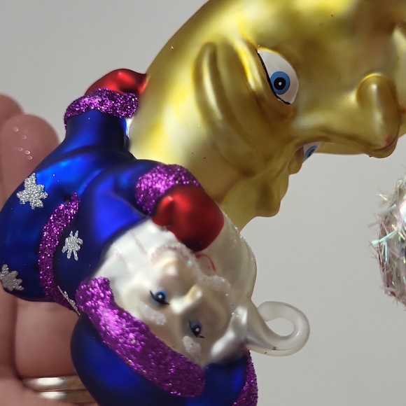 Gold Moon Glass Ornament with Santa and Elf - Picture 4 of 10